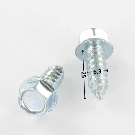 1 x Thread Rolling Screw Hexagonal Head Flange 6.3X25 Zinc Plated