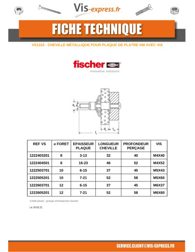 1 x Plug METAL Fischer Thin 6X52 With Screw