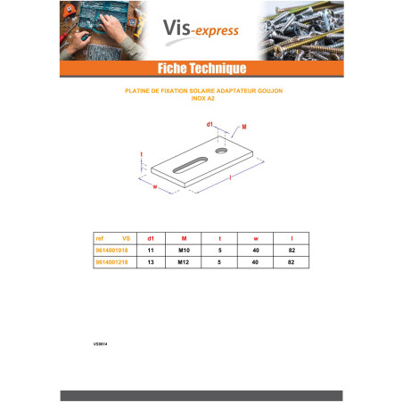 1 x PLATINUM fixation SOLAR M12 Stainless Steel A2