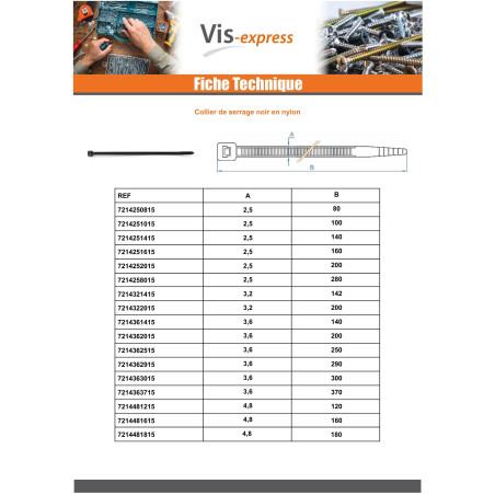 1 x Hose clamp black nylon Polyamid 6.6 2.5X160