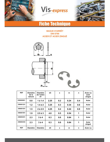 1 x RING STOP Linch Pin Diameter Groove 24 Steel