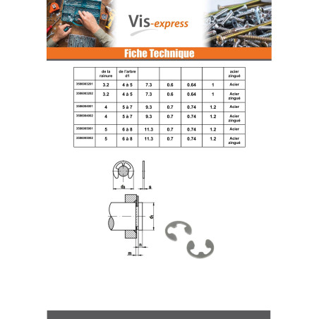 1 x E-clip Linch Pin Diameter Groove 6 Steel