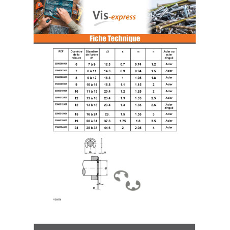 1 x E-clip Linch Pin Diameter Groove 6 Steel