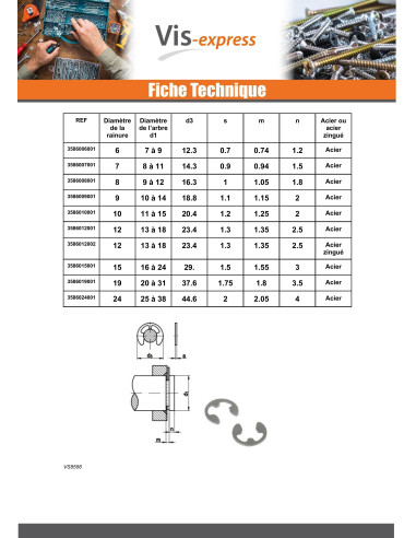 1 x E-clip Linch Pin Diameter Groove 7 Zinc Plated