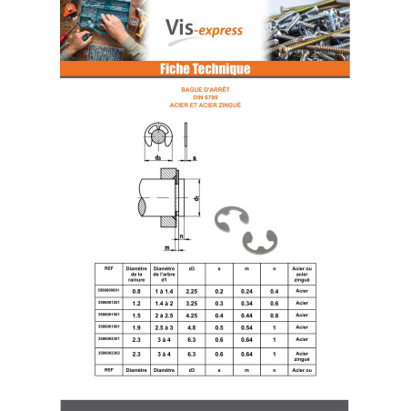 1 x RING STOP Linch Pin Diameter Groove 8 Steel