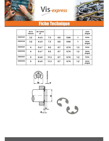 1 x RING STOP Linch Pin Diameter Groove 8 Steel