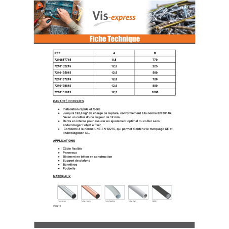1 x Hose clamp 3.6X200 Nylon Polyamide 6.6 White