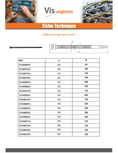 1 x Hose clamp black nylon Polyamid 6.6 3.6X250