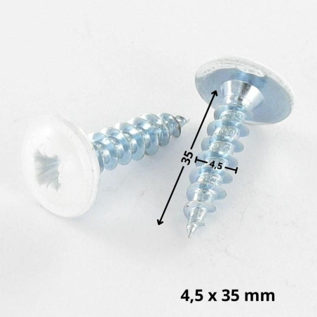 1 x Chipboard Screw Mushroom Pozi PZ2 4.5X35 Full Thread Zinc Plated Ral9016/Traffic Signalisation