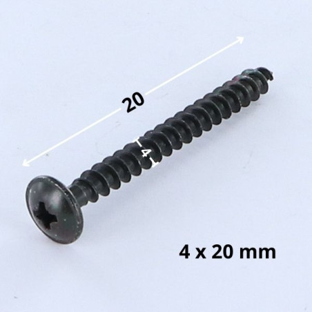 1 x Chipboard Screw Mushroom Pozi N°2 4X20 Full Thread Head Diameter: 10 Black Zinc Plated