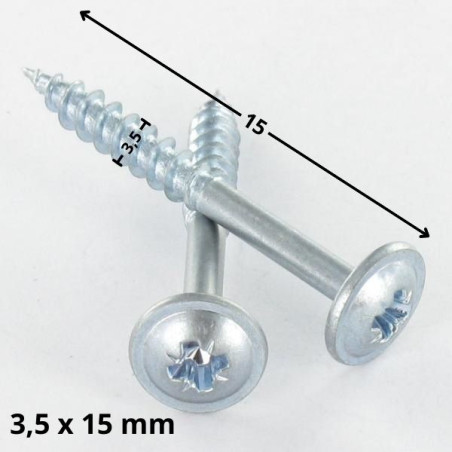 1 x Chipboard Screw Mushroom Pozi PZ2 3.5X15 Full Thread Head Diameter: 8 Zinc Plated