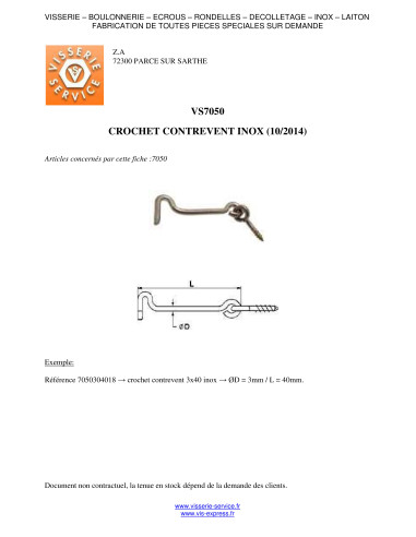 1 x Gate Hook 4X60 Stainless Steel A2