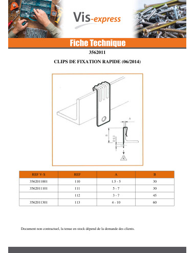 1 x CLIPS fixation BEAM fast Thickness Of Panel...