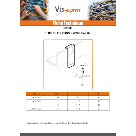 1 x CLIPS fixation BEAM FAST Thickness Of Panel 1.5 For 5