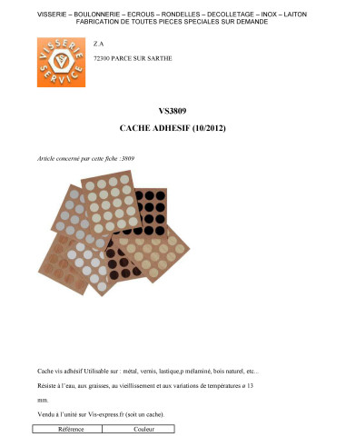 1 x Cover Cap Adhesive Diameter 13 BRONZE