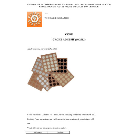 1 x Cover Cap Adhesive Diameter 13 BRONZE