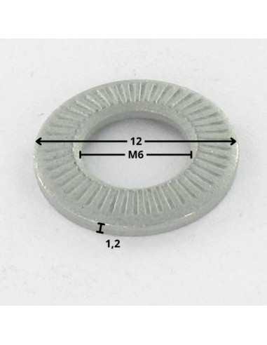 1 x Contact Lock Washer M6X12X1.2 Zinc Plated...