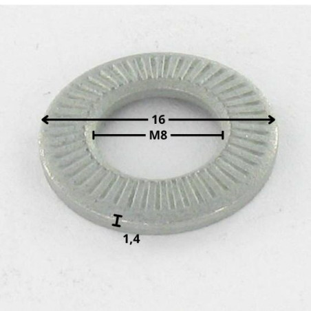 1 x Contact Lock Washer M8X16X1.4 Zinc Plated Small Serie