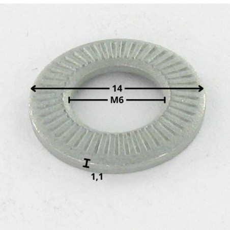 1 x Contact Lock Washer M6X14X1.3 Zinc Plated Normal Serie