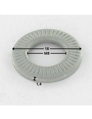 1 x Contact Lock Washer M8X18X1.4 Zinc Plated...