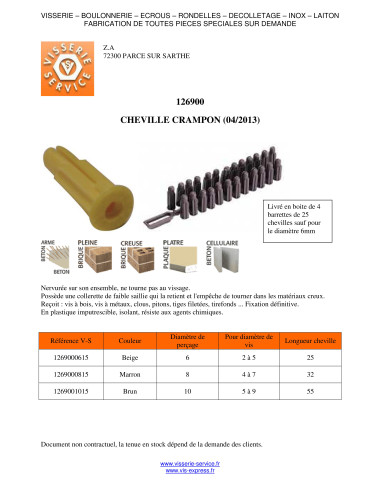 1 x Plug CRAMPON 8 Nylon Brown RAWLPLUG