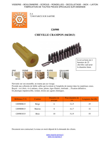 1 x Plug CRAMPON 10 Nylon Brown RAWLPLUG