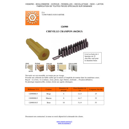 1 x Plug CRAMPON 10 Nylon Brown RAWLPLUG