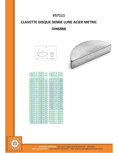 1 x Woodruff Keys Steel 7X10 Length 25