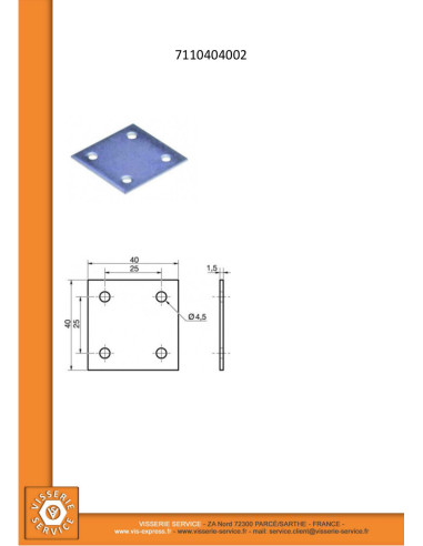 1 x Mounting plate ASSEMBLY 40X40 Zinc Plated