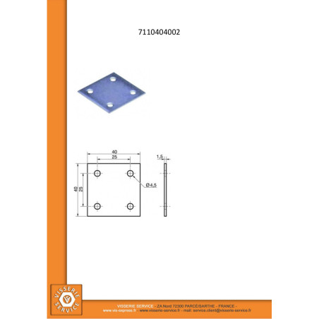 1 x Mounting plate ASSEMBLY 40X40 Zinc Plated