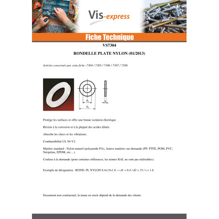 1 x Washer Flat natural nylon 4.2X10X0.8