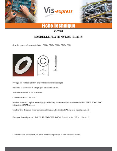 1 x Washer Flat natural nylon 4.2X8X1