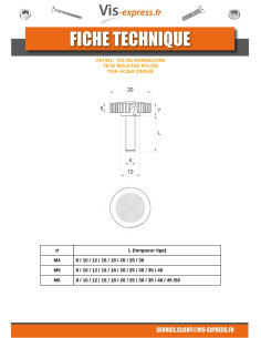Machine Screw Head Knurled Nylon STEM Zinc Plated M5X30 2