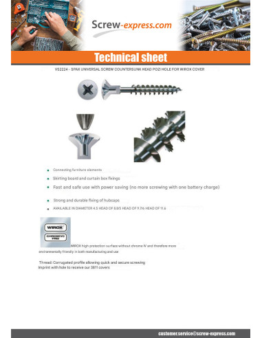 1 x Screw Spax Countersunk Head With Hole Pozi...