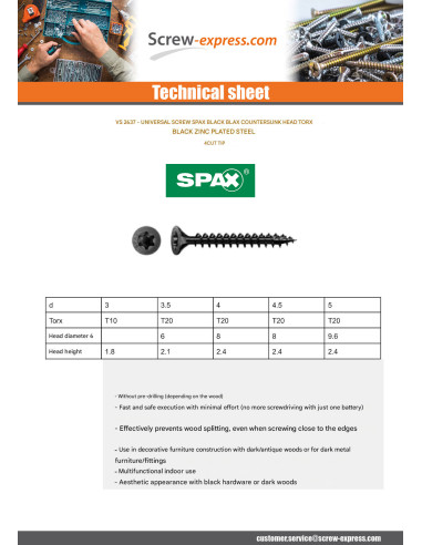 1 x Spax Wood Screw Countersunk Head T20 4X25...