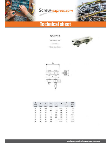 1 x Wire Rope Clip FLAT DUPLEX Zinc Plated Wire...