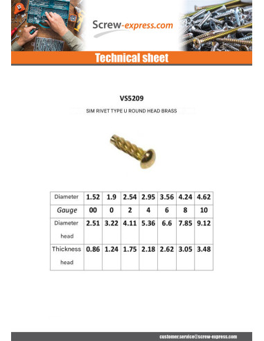 1 x Hammer Drive Screws Type U Round Head Brass...