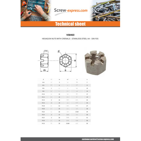 1 x Nut Hexagonal For SNACKS Stainless Steel A4 M16
