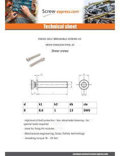 Machine Screw Security Shear Hexagon Recess Stainless... 2