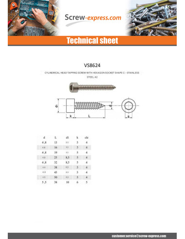 1 x Thread Rolling Screw Socket Head Stainless...