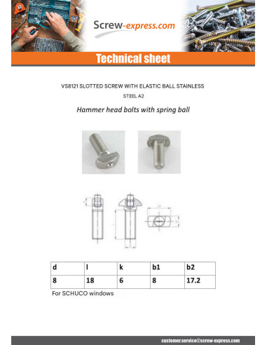 1 x Hammer Head Bolts With Spring Ball M8X18...