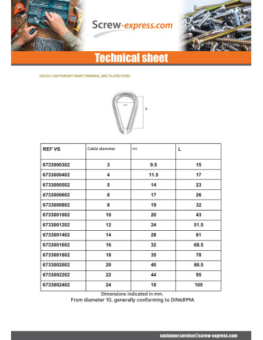 1 x Wire Thimble LIGHT Linch Pin Wire Rope Of 4...