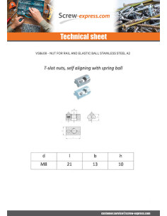 Nut Rail For BALL M8 13X22X10 Stainless Steel A2 2