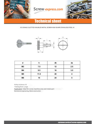 1 x Slotted Knurled Thump Screws High Type...