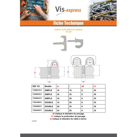 1 x Bridge CLIPS SIMPLE Linch Pin Wire Rope Of 16 Nylon