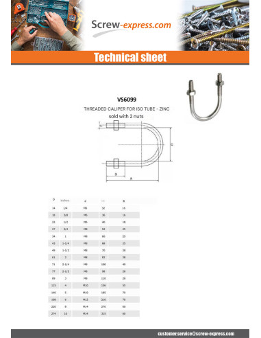 1 x U-Bolt Zinc Plated Round bottom Threaded...