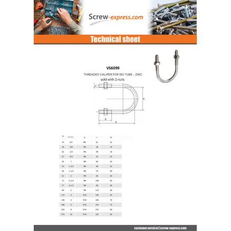 1 x U-Bolt Zinc Plated Round bottom Threaded M10/70 Tube Of 140