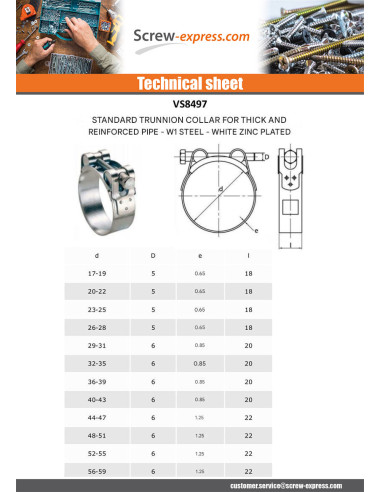 1 x T-Bolt For Thick And Reinforced Pipe Plain...