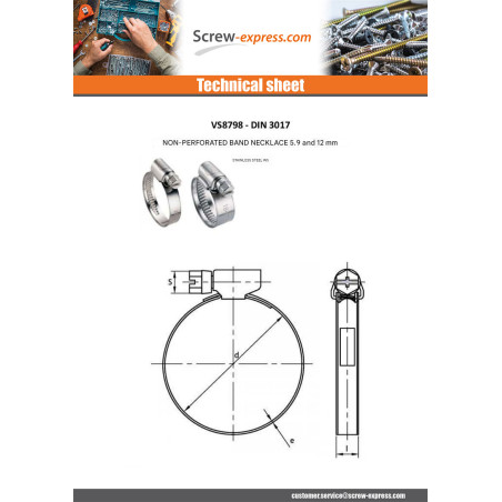 1 x Hose clamp Stainless Steel W5 Diameter 20 to 32 bandwidth 12