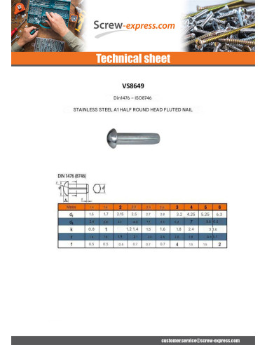 1 x Grooved Pins With Round Head Stainless...
